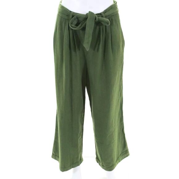 Trovata Birds of Paradis Tina Green High Rise Cropped Wide Leg Pants 6 NWT - Picture 5 of 10